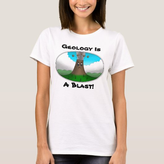 Geologie is een ontploffing! Boze vulkaan T-shirt (Voorkant)