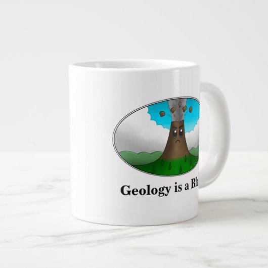 Geologie is een ontploffing! Cartoon vulkaan Grote Koffiekop (Voorkant rechts)
