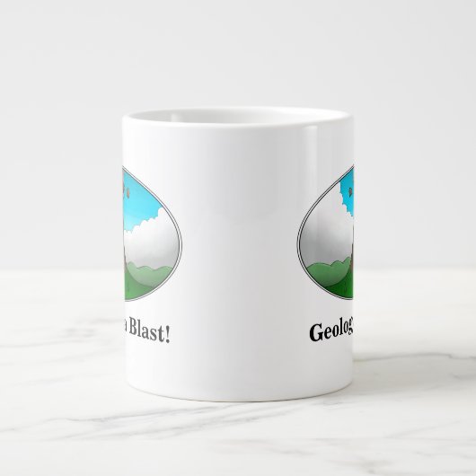 Geologie is een ontploffing! Cartoon vulkaan Grote Koffiekop (Voorkant)