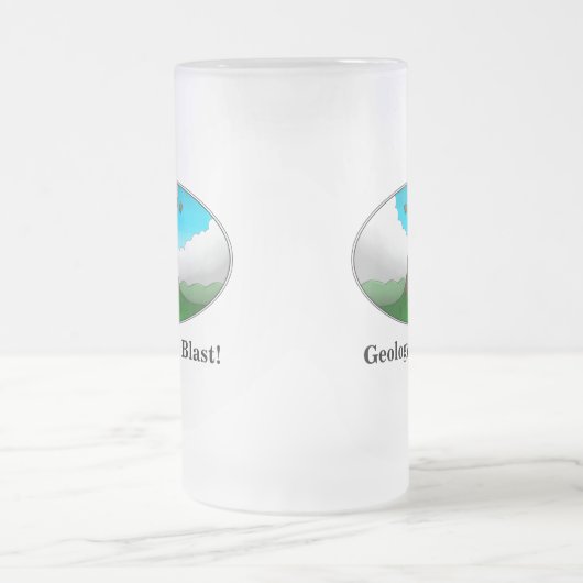 Geologie is een ontploffing! Cartoon vulkaan Matglas Bierpul (Center)