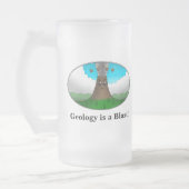 Geologie is een ontploffing! Cartoon vulkaan Matglas Bierpul (Links)