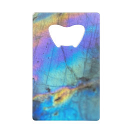 Geologie Labradorite steen kleurrijk kristal patro Creditkaart Flessenopener
