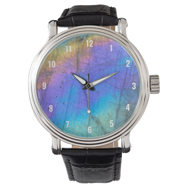 Geologie Labradorite steen kleurrijk kristal patro Horloge (Voorkant)