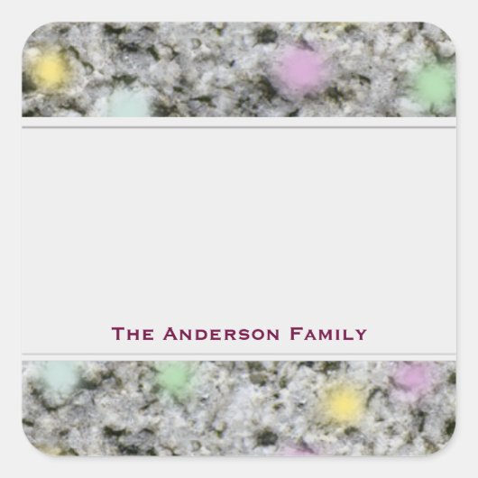 Geologie Rock White Graniet Pastel met Tekst Label (Voorkant)