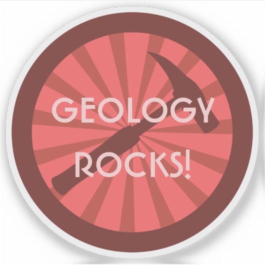 Geologie Rocks! Geoloog Hammer Badge Vinyl Sticker (Voorkant)