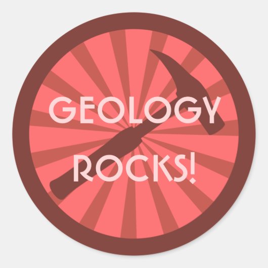 Geologie Rocks! hamerbadge Ronde Sticker (Voorkant)