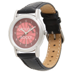 Geologie Rocks. Hammer Badge Horloge