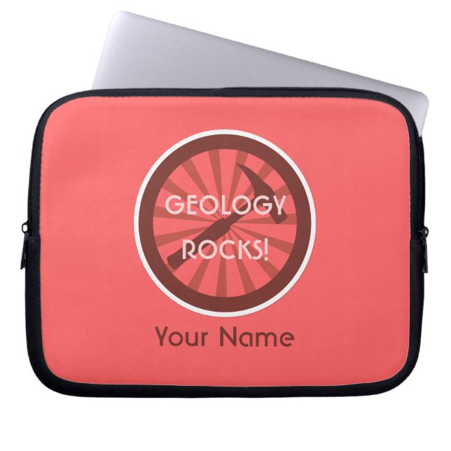 Geologie Rocks! Rock Hammer Logo met Naam Laptop Sleeve (Voorkant)