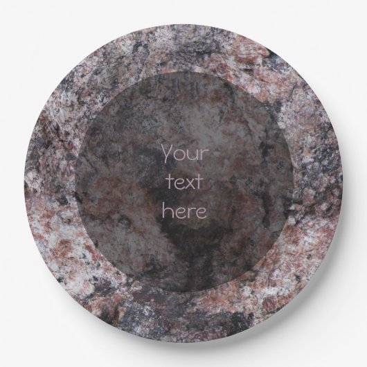 Geologie roze rottextuur papieren bordje (Voorkant)