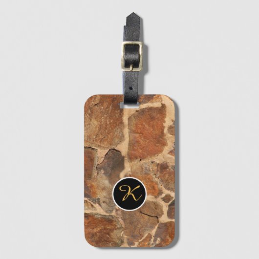 Geologie Stenen Structuur Custom Monogram Bagagelabel (Voorkant (verticaal))