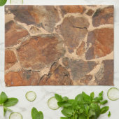 Geologie Stone Wall Structuur Foto Warm Golden Theedoek (Gevouwen)