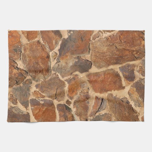 Geologie Stone Wall Structuur Foto Warm Golden Theedoek (Horizontaal)