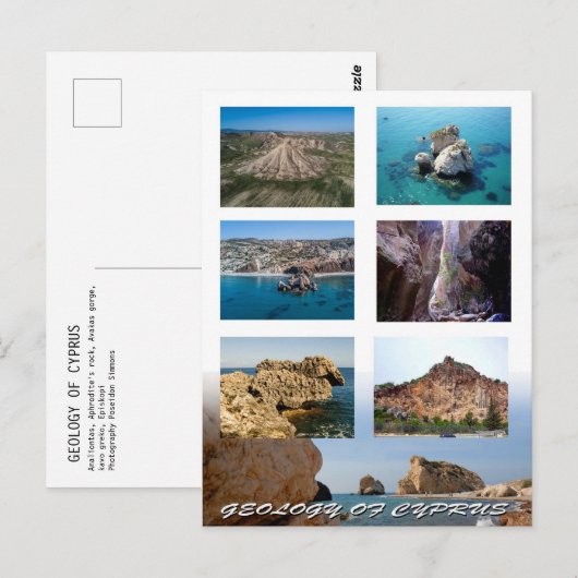 Geologie van het briefkaart van cyprus (Voorkant / Achterkant)