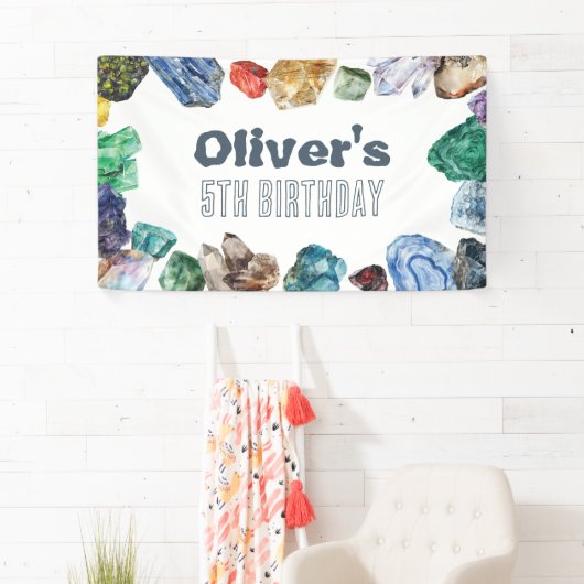 Geologie Verjaardag Achtergrond Rocks Dig Party Ba Spandoek (Insitu)