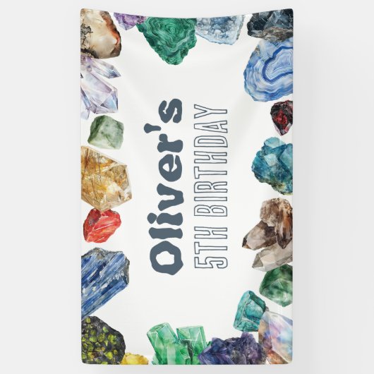 Geologie Verjaardag Achtergrond Rocks Dig Party Ba Spandoek (Verticaal)