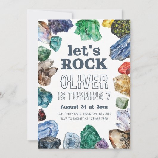 Geologie Verjaardag Uitnodiging, Rock Nodig Geode  Kaart (Voorkant)