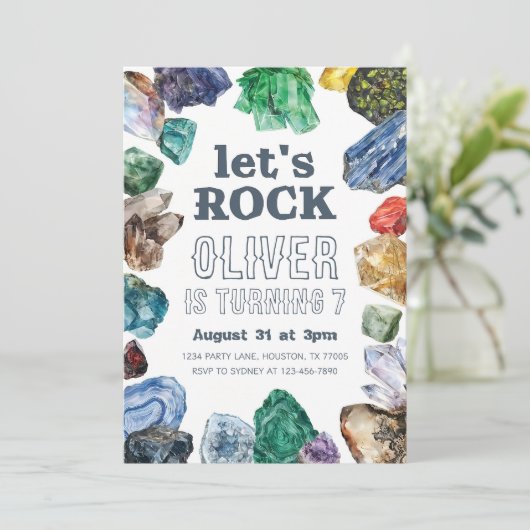 Geologie Verjaardag Uitnodiging, Rock Nodig Geode  Kaart (Staand voorkant)