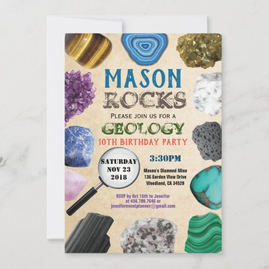 Geologie Verjaardagsfeest Rocks edelstenen kristal Kaart (Voorkant)