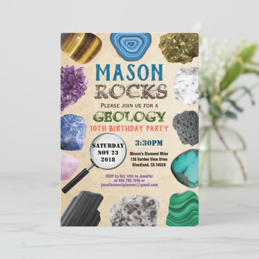 Geologie Verjaardagsfeest Rocks edelstenen kristal Kaart (Staand voorkant)