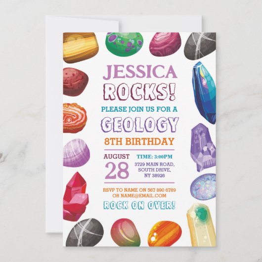 Geologie Verjaardagsfeest Rocks Pareltjes kristall Kaart (Voorkant)