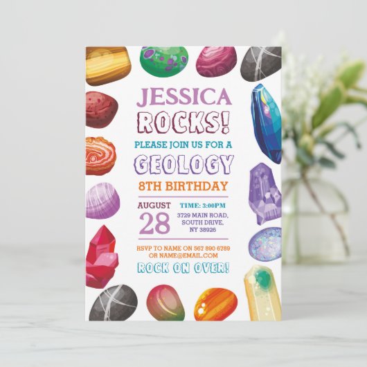 Geologie Verjaardagsfeest Rocks Pareltjes kristall Kaart (Staand voorkant)