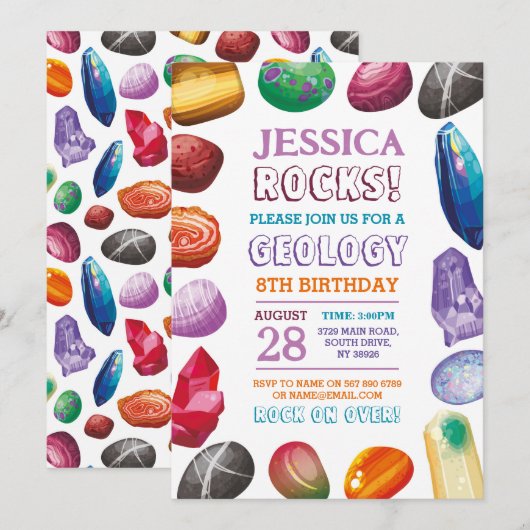 Geologie Verjaardagsfeest Rocks Pareltjes kristall Kaart (Voorkant / Achterkant)