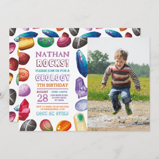 Geologie Verjaardagsfeest Rocks Pareltjes Kristall Kaart (Voorkant / Achterkant)