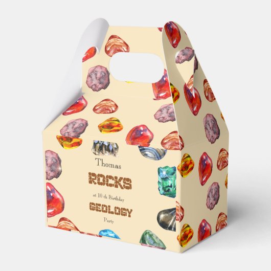 Geologie verjaardagsfeest rotsen edelsteen bedankdoosjes (Achterkant)