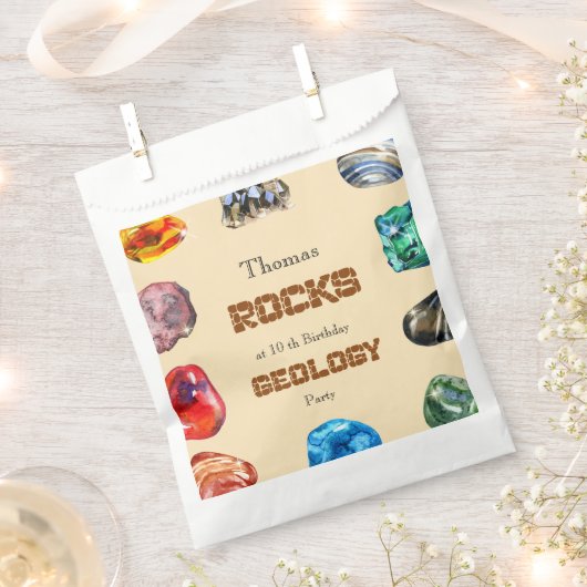 Geologie verjaardagsfeest rotsen edelsteen bedankzakje (Geknipt)