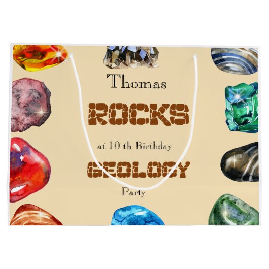 Geologie verjaardagsfeest rotsen edelsteen groot cadeauzakje (Achterkant)