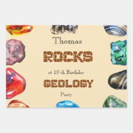 Geologie verjaardagsfeest rotsen edelsteen inpakpapier vel