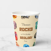 Geologie verjaardagsfeest rotsen edelsteen papieren bekers (Achterkant)