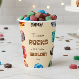 Geologie verjaardagsfeest rotsen edelsteen papieren bekers
