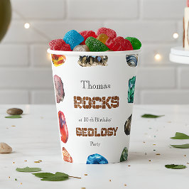 Geologie verjaardagsfeest rotsen edelsteen papieren bekers
