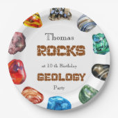Geologie verjaardagsfeest rotsen edelsteen papieren bordje (Voorkant)