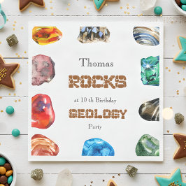 Geologie verjaardagsfeest rotsen edelsteen servet