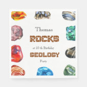 Geologie verjaardagsfeest rotsen edelsteen servet (Voorkant)