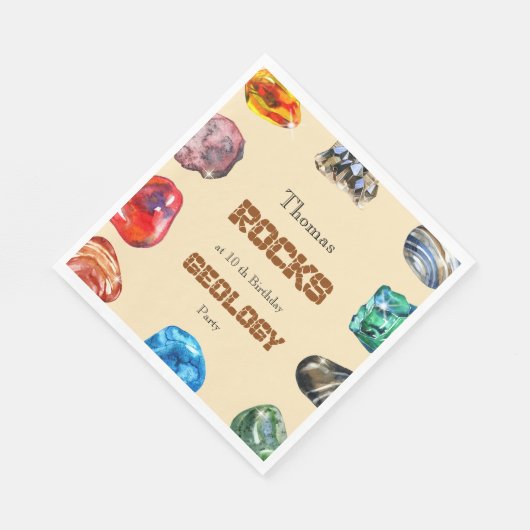 Geologie verjaardagsfeest rotsen edelsteen servet (Hoek)