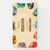 Geologie verjaardagsfeest rotsen edelsteen spandoek (Verticaal)