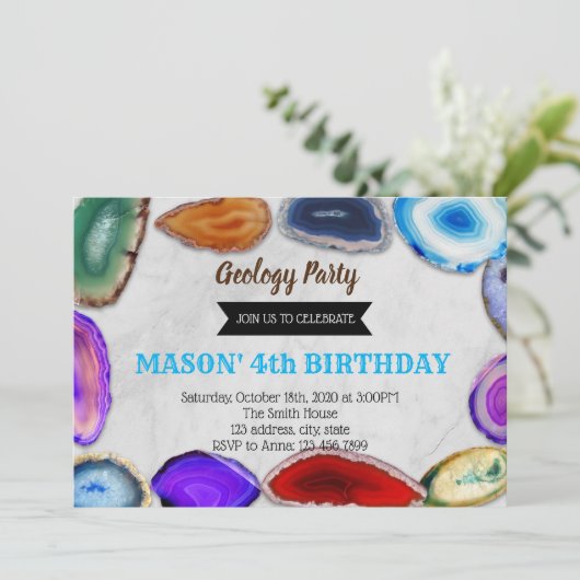 Geologie verjaardagsuitnodiging kaart (Staand voorkant)