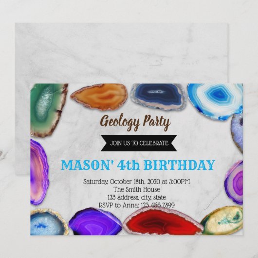 Geologie verjaardagsuitnodiging kaart (Voorkant / Achterkant)