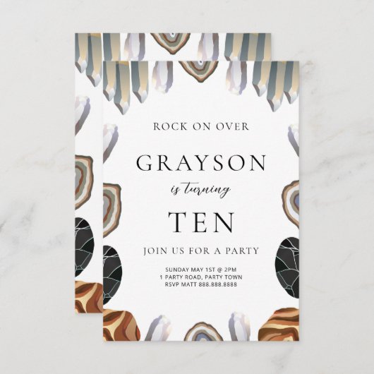 Geologie Verjaardagsuitnodiging Rocks, Pareltjes k Kaart (Voorkant / Achterkant)