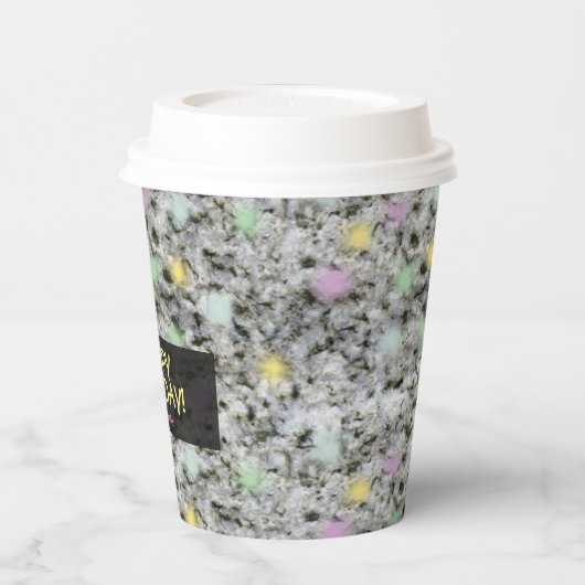 Geologie White Granite Rock Pastel Stip elke Text  Papieren Bekers (Links)