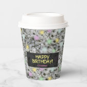 Geologie White Granite Rock Pastel Stip elke Text  Papieren Bekers (Voorkant)