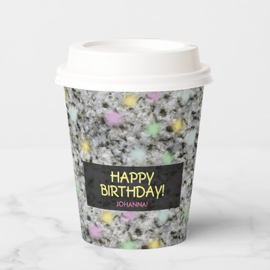 Geologie White Granite Rock Pastel Stip elke Text  Papieren Bekers (Voorkant)