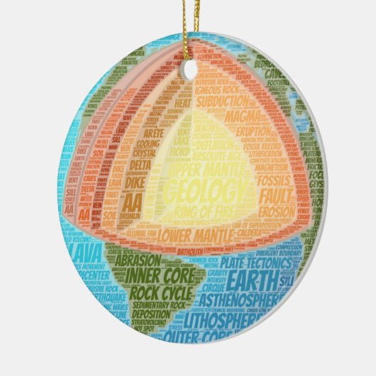 Geologie Word Cloud Keramisch Ornament (Links)