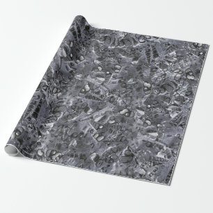 Geologisch marine life motief zwart-wit print cadeaupapier