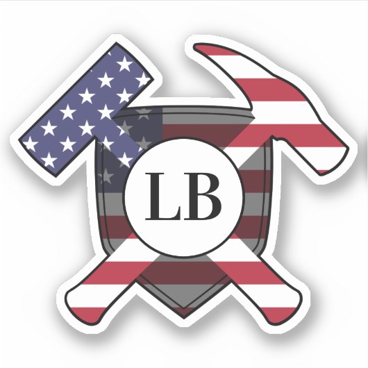 Geologische hamers met je Initialen op een vinyl Sticker (Voorkant)