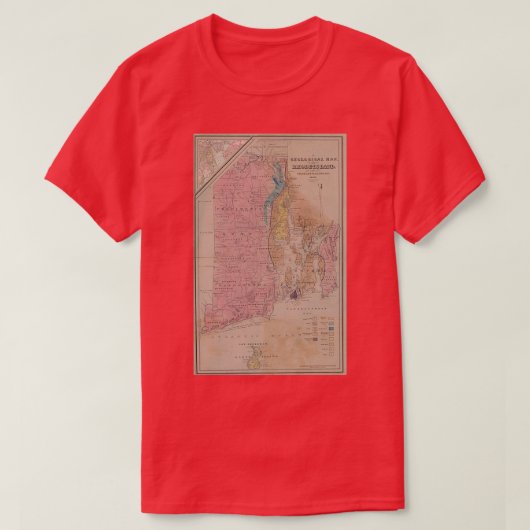 Geologische kaart 1840 van het  eiland Rhode T-shirt (Design voorkant)