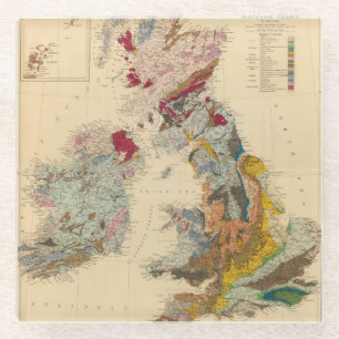 Geologische kaart, Britse eilanden Glazen Onderzetter